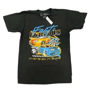 Fast and Furious Graphic T Shirt Universal Studios Racing Car Black Cotton M NWT